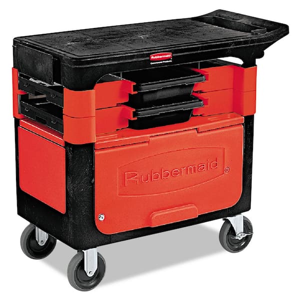 Rubbermaid Commercial Products 19.25 in. Trades 2-Drawer Utility Cart with Locking Cabinet