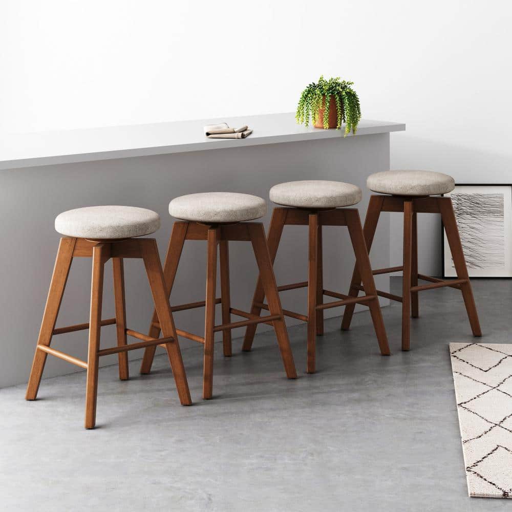 Amalia 26'' Antique Coffee and Natural Wheat Swivel Counter Stools