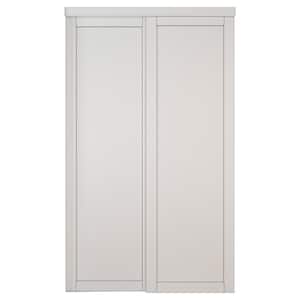 48 in. W. x 80 in. Paneled 1-Lite Blank Pattern White Primed MDF Sliding Door with Hardware Kit