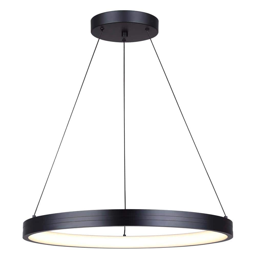 Evina Black LED Drum Chandelier with Adjustable Cable