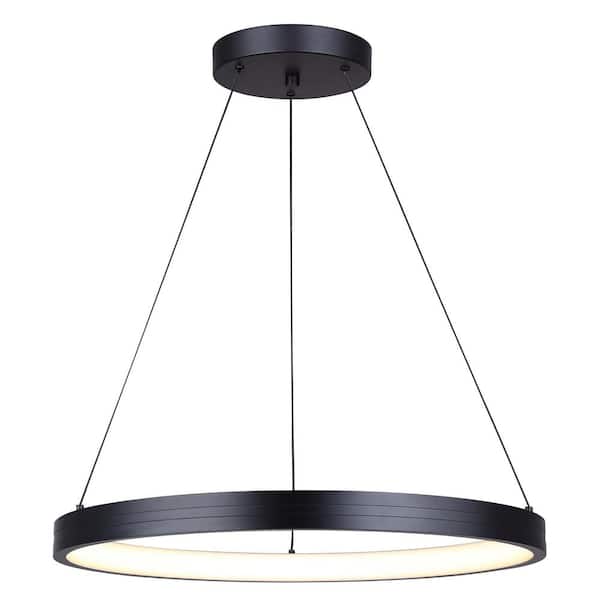 CANARM EVINA 1 Light Integrated LED Black Modern Chandelier for Dining Rooms and Living Rooms