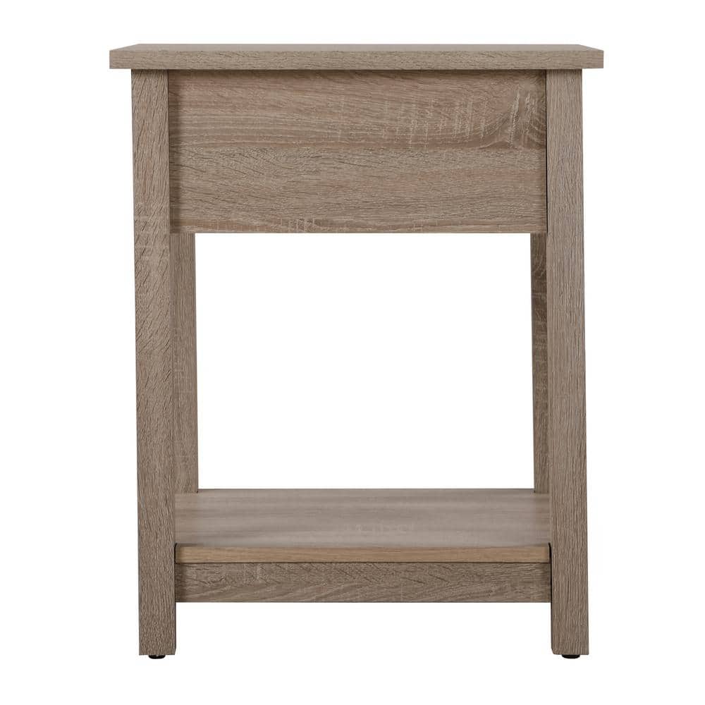 Salem Sandle Wood Modern Nightstand with Open Shelf and Drawer