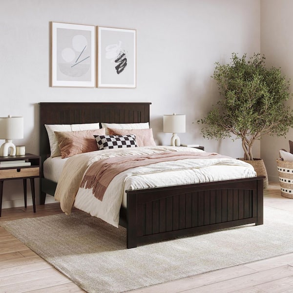 AFI Naples Espresso Black Solid Wood Frame Full Low Profile Platform Bed with Matching Footboard
