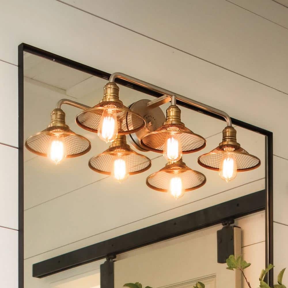 Rigby Industrial Antique Nickel 3-Light Dimmable Bath Vanity Fixture