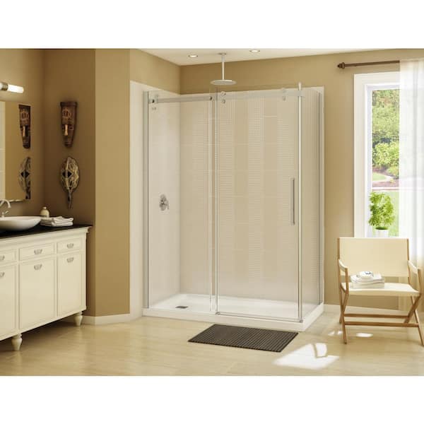 MAAX Halo 60 in. x 31-7/8 in. Frameless Corner Sliding Shower Enclosure in Brushed Nickel