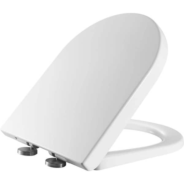HOROW Round Closed Front Toilet Seat UF in. White with Soft Close