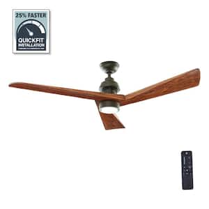 Fortston 60 in. Integrated LED Espresso Bronze Ceiling Fan with Light and Remote Control