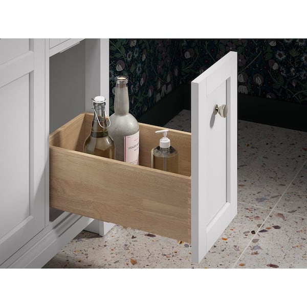 Baskin 48 in. White Bath Vanity with Bianco Bella Quartz Top