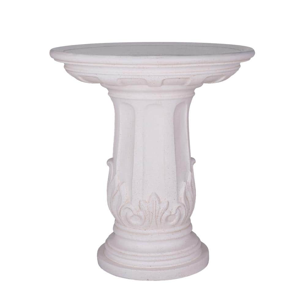 32.5 in. H. Light Aged White Cast Stone Fiberglass Royal Leaf Round Birdbath price history on PriceWatchPro