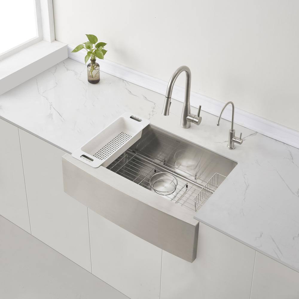 30-Inch Brushed Stainless Steel Farmhouse Apron-Front Sink