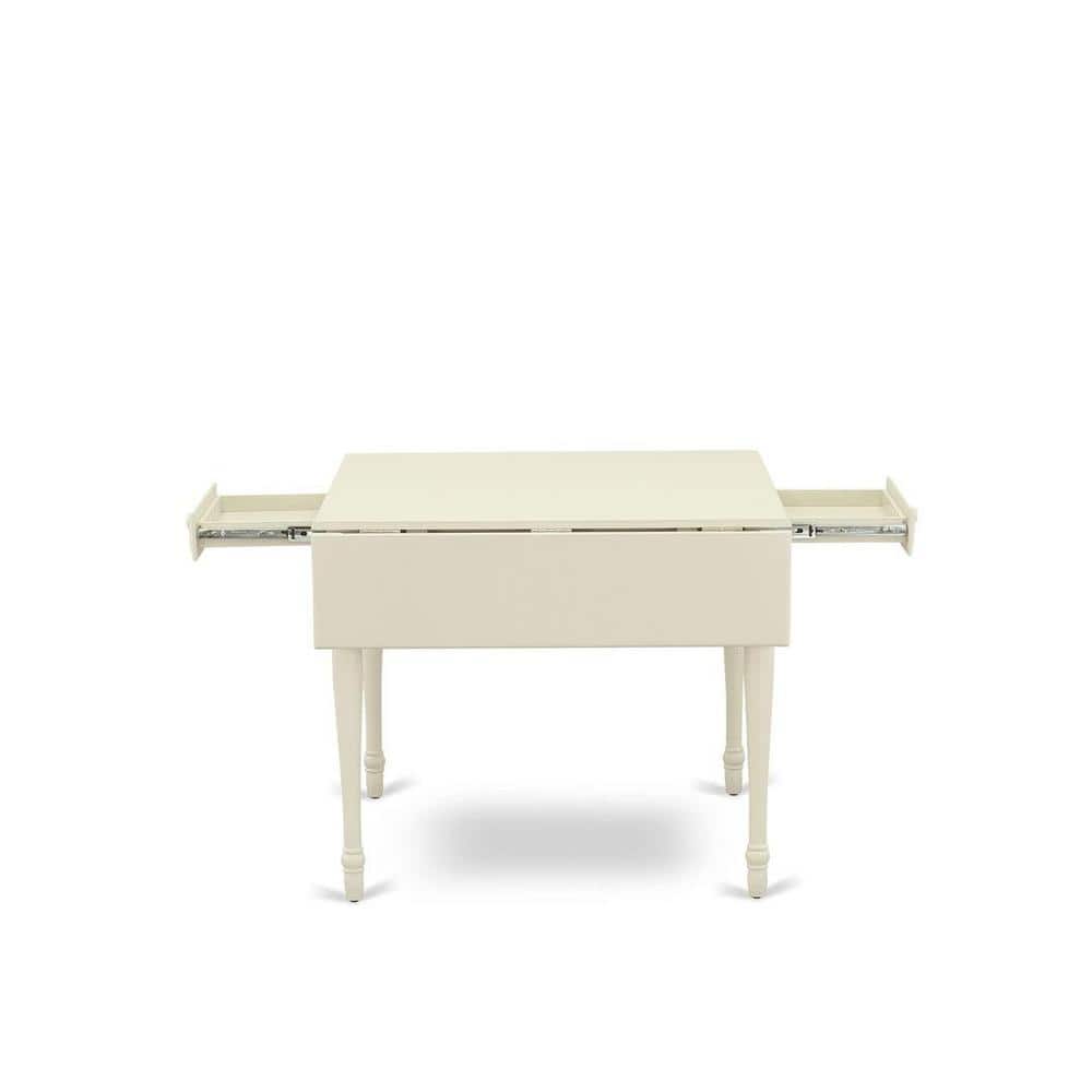 Linen White Rectangular Dining Table Set with Black Upholstered Chairs