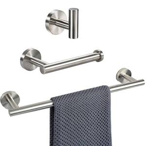 FORIOUS Bathroom Accessories Set 4-pack Towel Bar，Toilet Paper Holder  ，2Robe Hooks Zinc Alloy in Brushed Nickel HH19011BN4C - The Home Depot