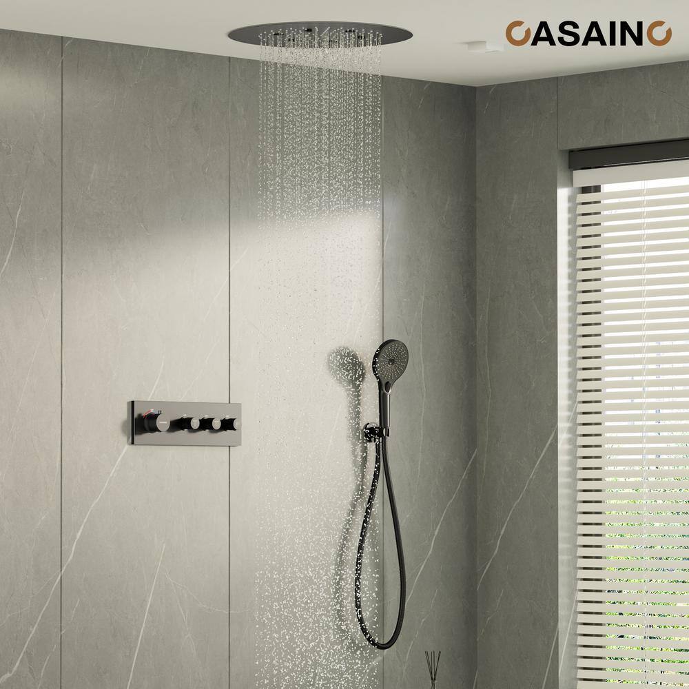 Matte Black Stainless Steel Rain and Pulse Shower System