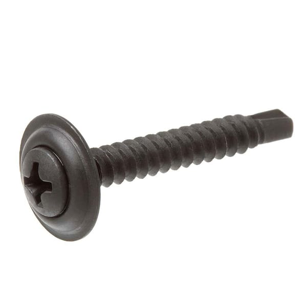 Everbilt #10 x 1 in. Phillips Oval Head Black Phosphate Sheet Metal Screw (2-Pack)