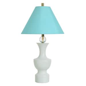 31 in. Capri White Transitional 1-Light Standard Floor Lamp for Living Room Linen Drum Shade