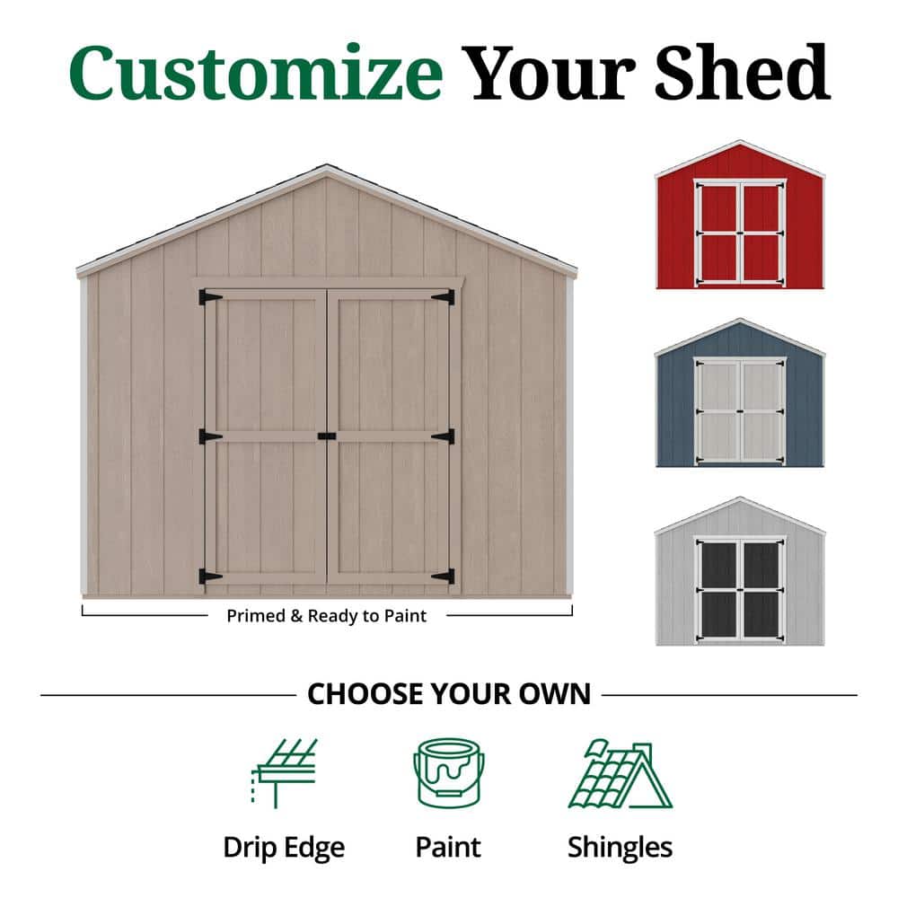 10x14 Gray Wooden Gable Storage Shed Kit with Windows