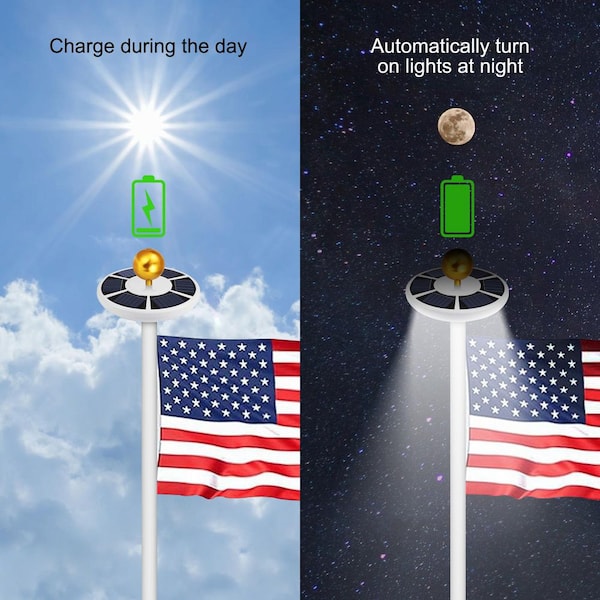 maocao hoom 42 LED Solar Flagpole Light Garden Umbrella Light