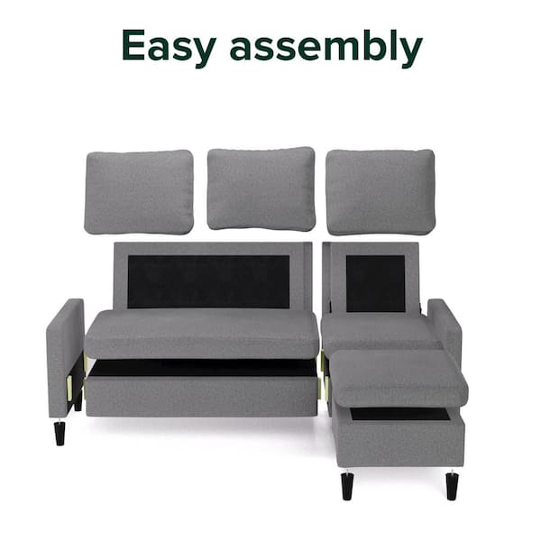 Zinus Hudson 76 in. Square Arm 1-Piece Polyester Modular