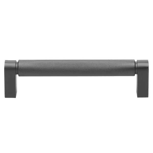 GLIDERITE 5 in. (128 mm) Center-to Center Matte Black Knurled Bar Pull (10-Pack )