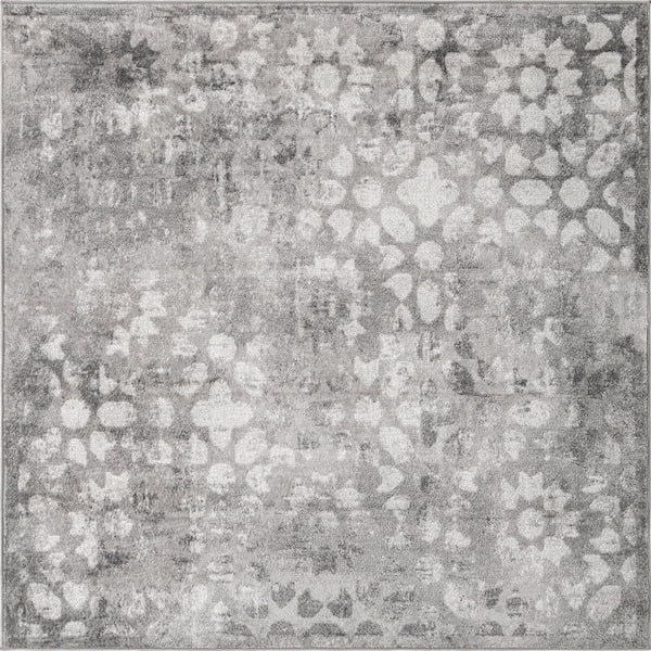Unique Loom Sofia Larvotto Dark Gray 6' 0 x 6' 0 Square Rug