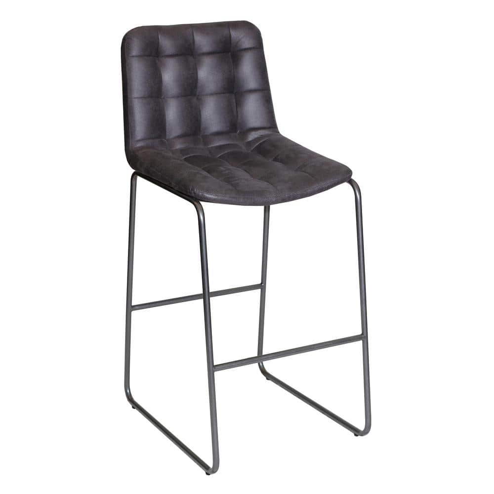Westover Transitional Charcoal Faux Leather and Steel Bar Stool