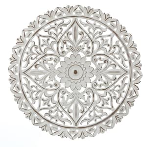 White Wood Flower Medallion Wall Decor