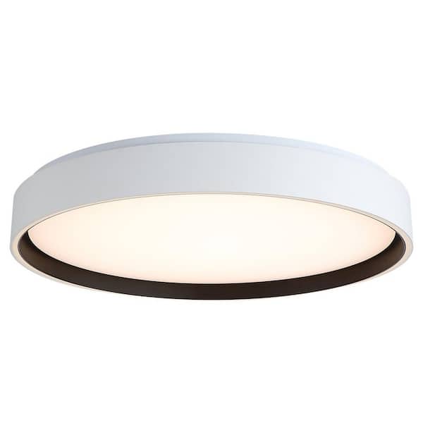 Lightania 15 in. 30-Watt Modern White Sleek Integrated LED Flush Mount with White Acrylic Shade