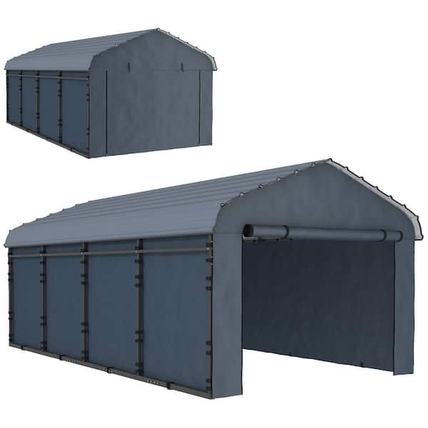Outsunny 12 ft. x 20 ft. Heavy Duty Metal Carport, Waterproof Garage Car Canopy Shelter