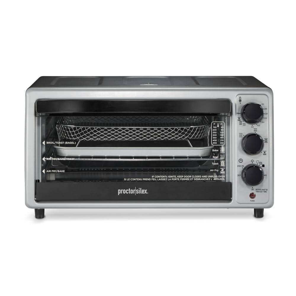 Black 6-Slice Air Fryer Toaster Oven with Broiler