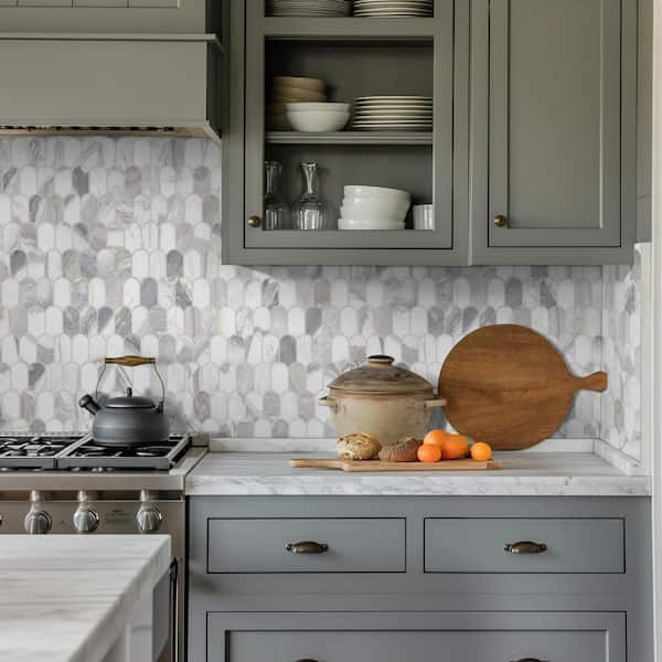 Edessa Scallop 12 in. x 13 in. Polished Marble Mesh-Mounted Mosaic Floor and Wall Tile (11.53 sq. ft. /Case)