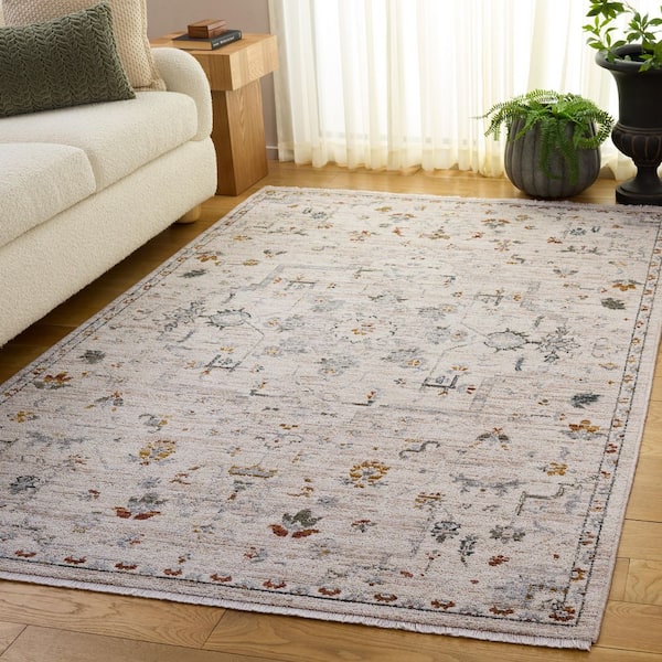 Vintage Rosewood 5 ft. x 7 ft. Ivory/Gray Rust Ornate Area Rug