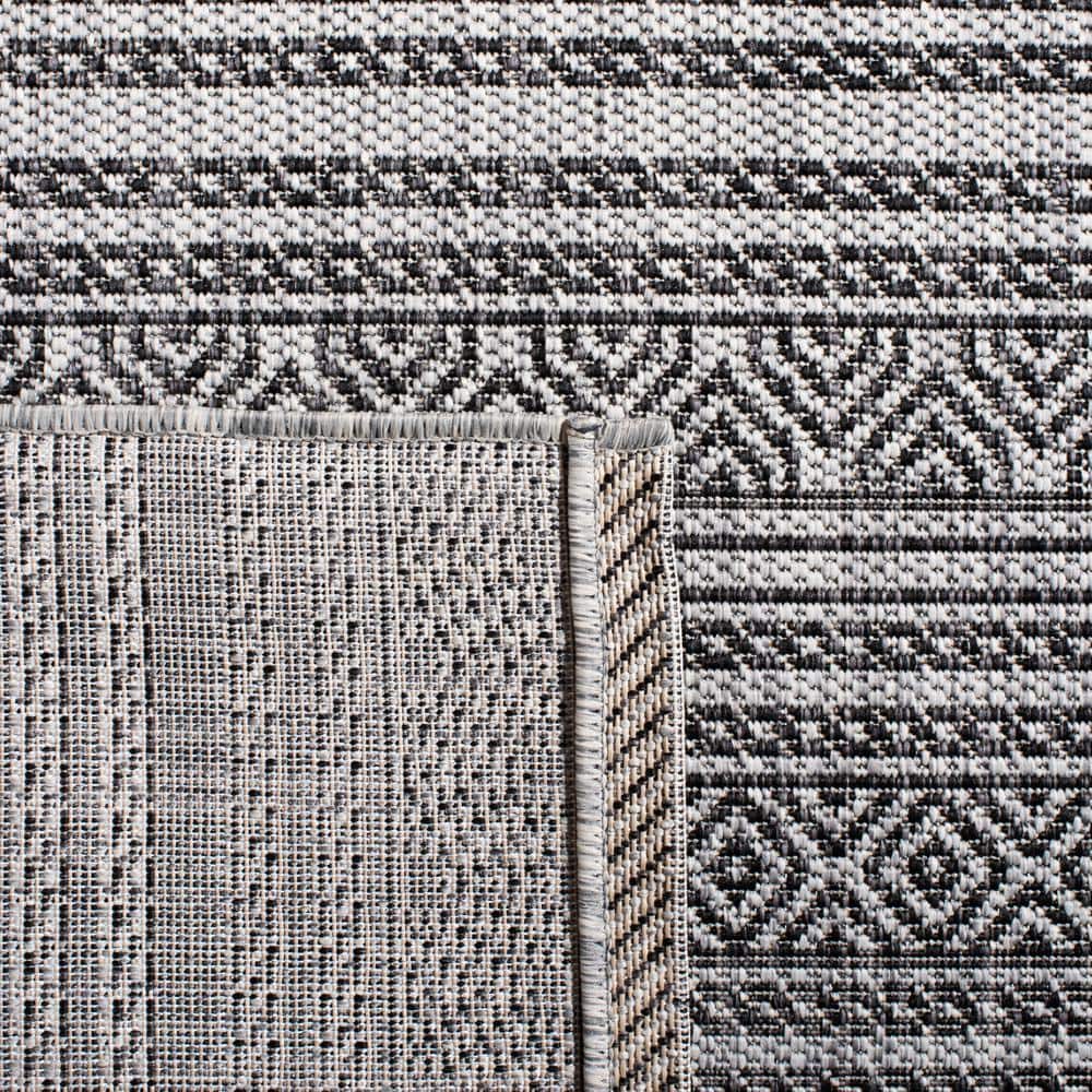 24" Black and Grey Synthetic Easy-Care Rectangular Rug