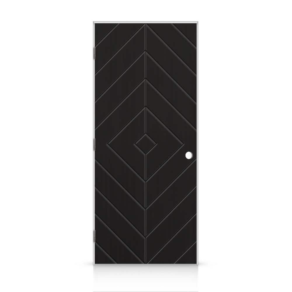 34 in. x 96 in. Diamond Right-Handed Hollow-Core Black Painted Smooth Composite Single Prehung Interior Door price history on PriceWatchPro