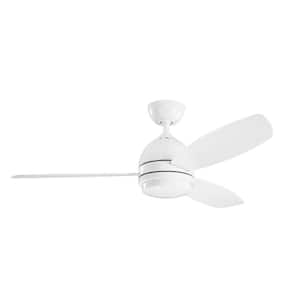 Vassar 52 in. Indoor White Downrod Mount Ceiling Fan with Integrated LED with Wall Control Included