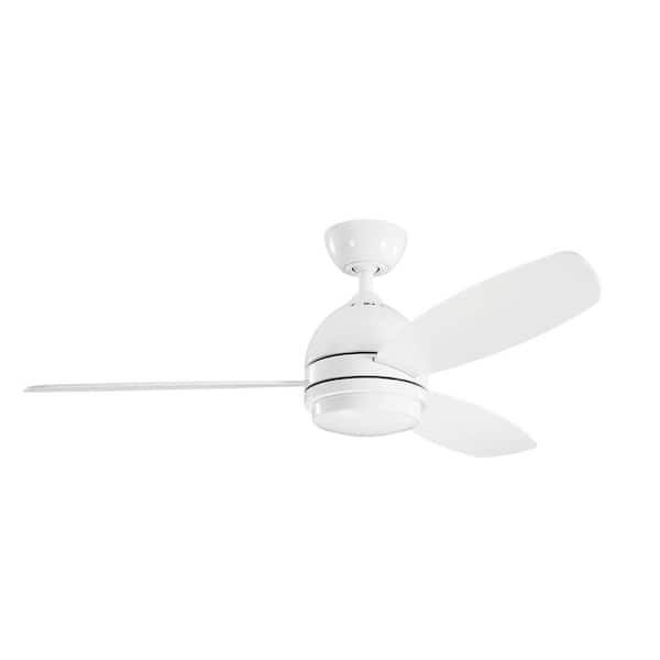 KICHLER Vassar 52 in. Indoor White Downrod Mount Ceiling Fan with Integrated LED with Wall Control Included