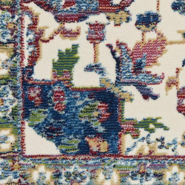 8' X 10' Gray and Black Floral Medallion Non Skid Area Rug