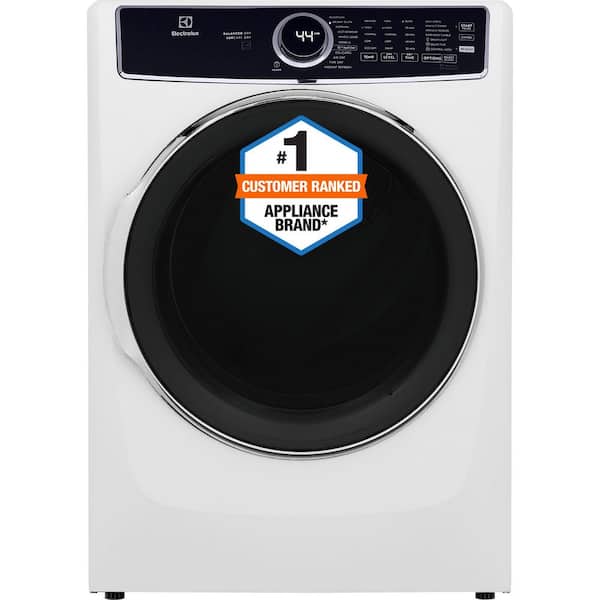 27 in. W 8 cu. ft. Front Load Electric Dryer with Perfect Steam and LuxCare Dry System, ENERGY STAR in White