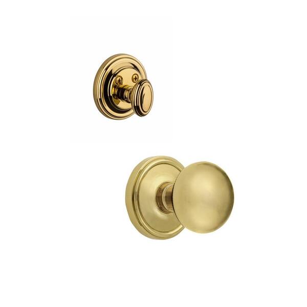 Grandeur Georgetown Single Cylinder Lifetime Brass Combo Pack Keyed Alike with Fifth Avenue Knob and Matching Deadbolt