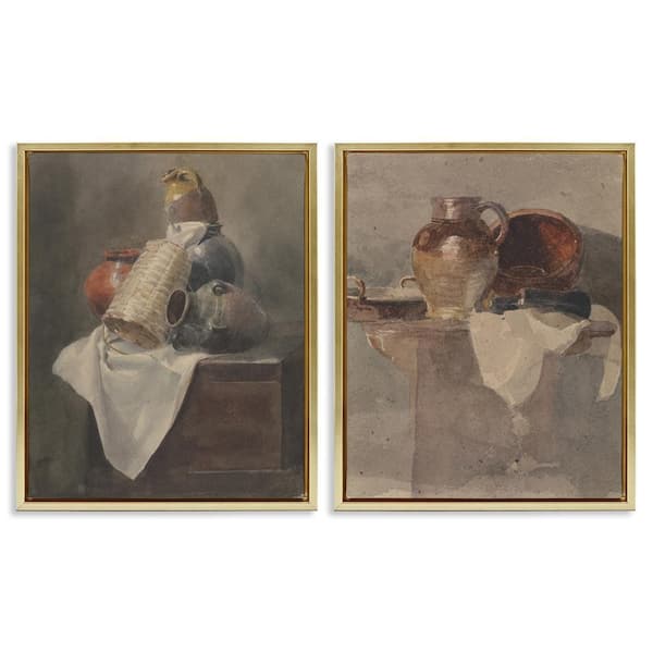 Vintage Sundries Still Lifes by Peter Dewint 2-Pieces Gold Floater Frame Food Graphic Art Print 31 in. x 25 in.