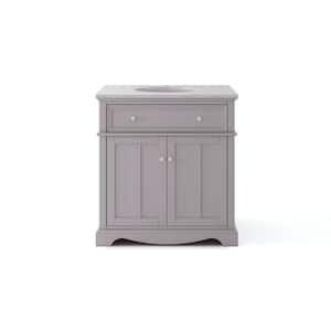 Fremont 32 in. W x 22 in. D Vanity in Grey with Granite Vanity Top in Grey with White Sink