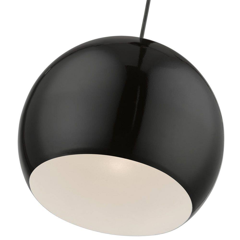 Stockton 11.75" Black and White Globe Pendant with Chrome Accents