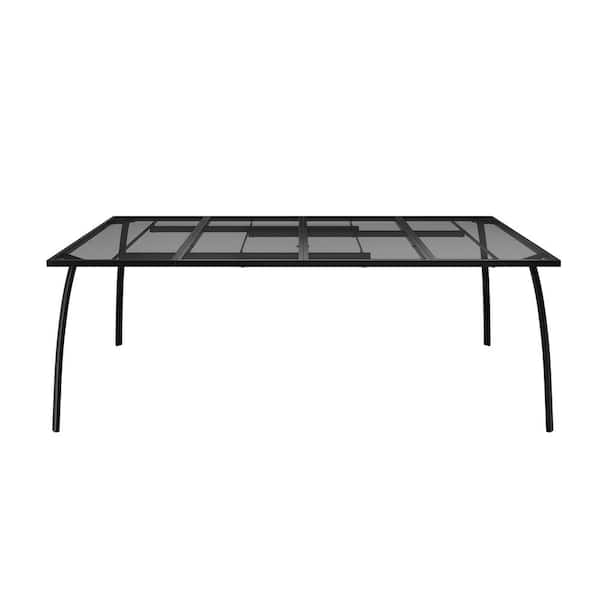 Boyel Living 78.7 in. Rectangle Metal Patio Outdoor Dining Table in Black