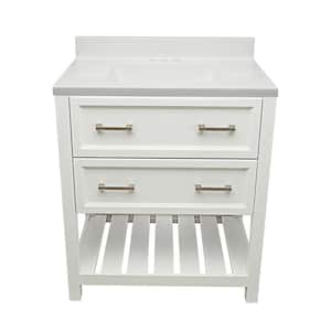 Tremblant 31 in. W x 22 in. D x 36 in. H Bath Vanity in White with White Cultured Marble Top