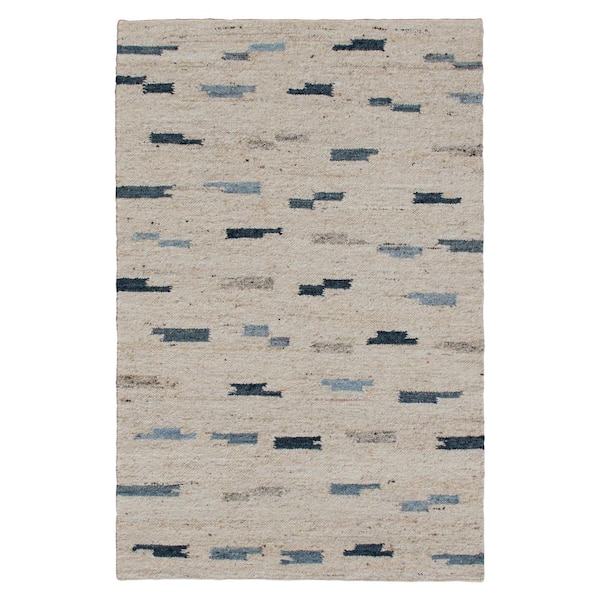 Unbranded Andrew Blue/Gray 7 ft. 9 in. x 9 ft. 9 in. Abstract Hand-Woven Wool Blend Indoor Area Rug