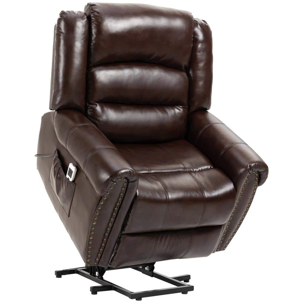 HOMCOM Power Lift Chair Recliner for Elderly, Padded Reclining Chair with  Remote Control, Side Pockets for Living Room, Brown