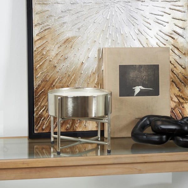 CosmoLiving by Cosmopolitan Silver Sweet Bamboo Scented Wide 55 oz 4 Wick Candle with White Wax