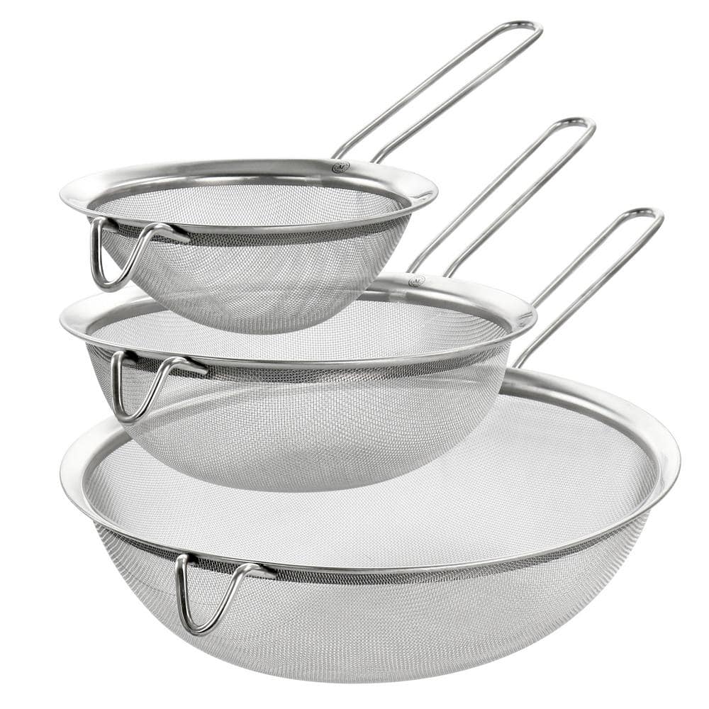 MARTHA STEWART 3-Piece Stainless Steel Frying Strainer Set in Silver ...