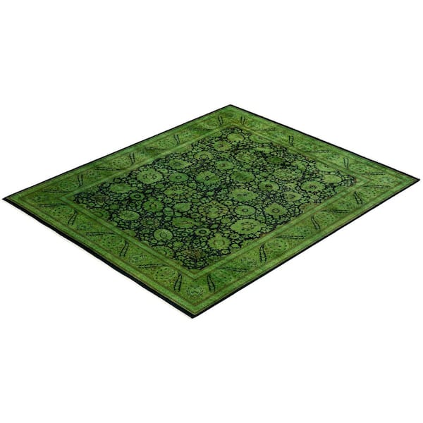 Fine Vibrance Green 8 ft. x 10 ft. Solid Wool Indoor Area Rug