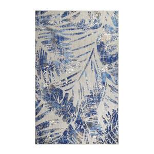 Superior Modern Abstract Botanical Leaves Indoor/Outdoor Area Rug, Slate, 6' x 8' 10