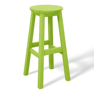 Laguna 29 in. HDPE Plastic All Weather Backless Round Seat Bar Height Outdoor Bar Stool in, Lime